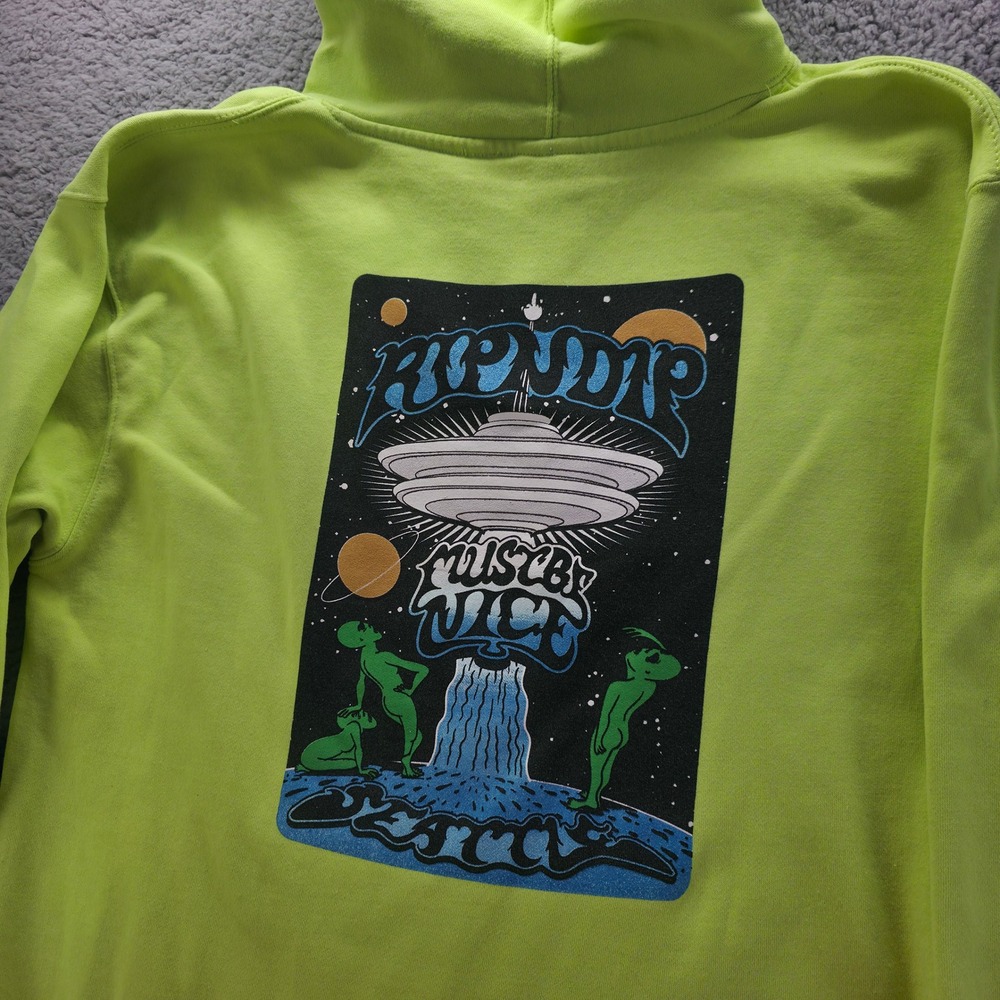 Ripndip Seattle Must Be Nice Neon Green Alien UFO Hoodie Large